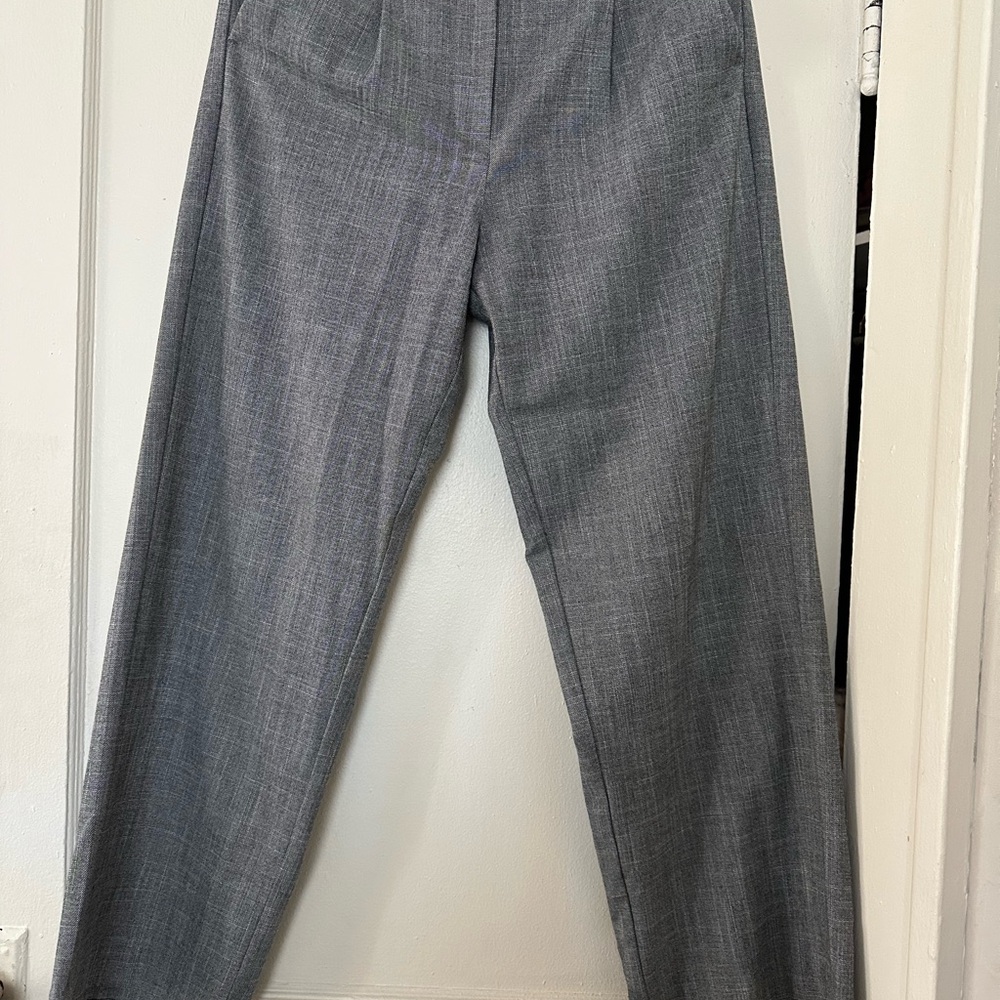 Gray High-Waisted Trousers
